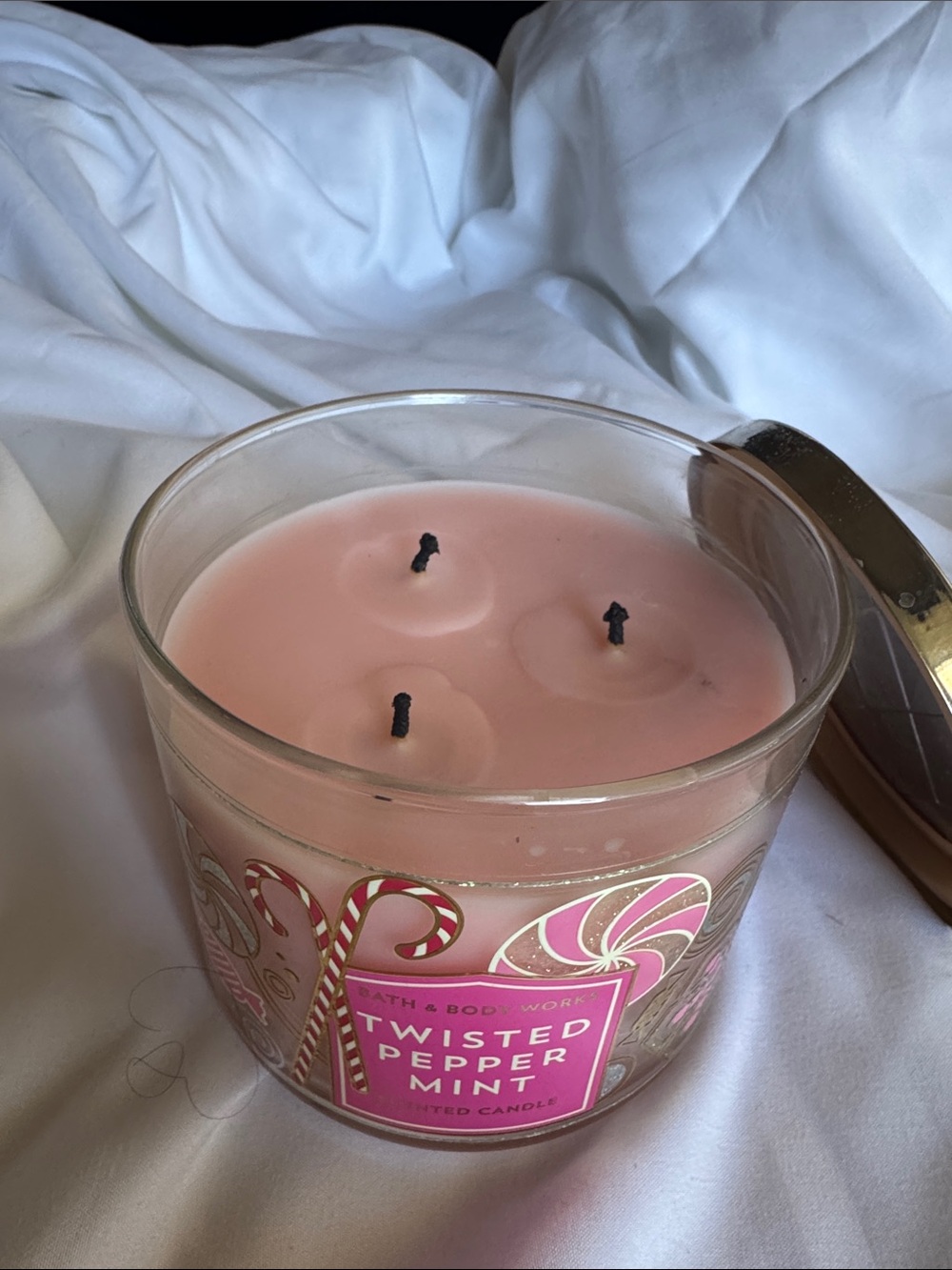 Bath & Body Works Pink Twisted Peppermint 3-Wick Candle
